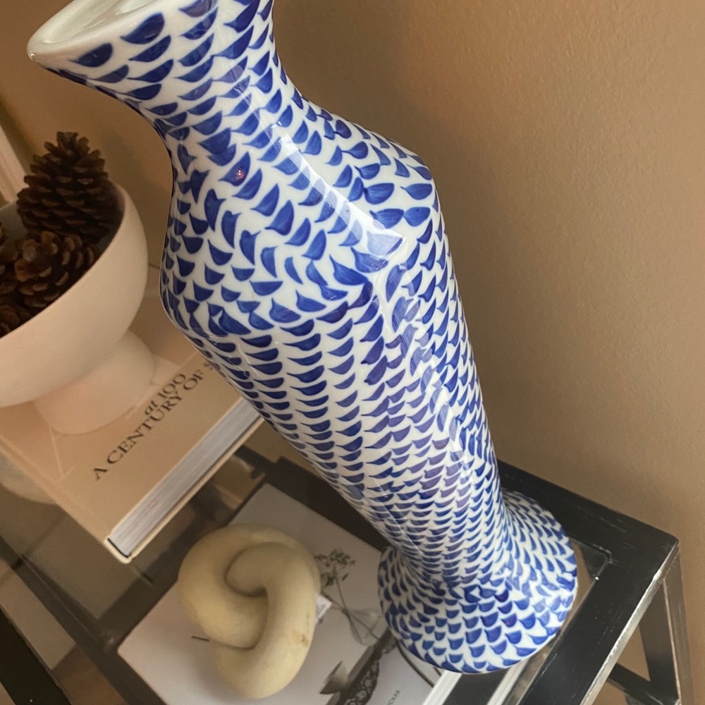 Three Hands Corp ceramic blue and white vase